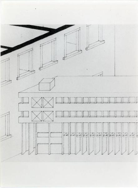 XVI Triennale - Terzo ciclo - La sistemazione del design - L'interno dopo la forma dell'utile (concorso) - Particolare di disegno di progetto di Pino Calzana