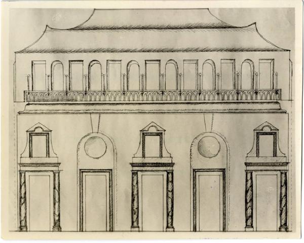 IV Triennale - Salone del marmo - Disegno di una parete, progetto di Giovanni Muzio