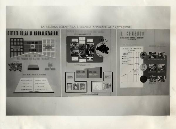 VIII Triennale - Sezioni estere - Belgio - Terza parte. Grafica - Pannello La ricerca scientifica e tecnica applicate all'abitazione