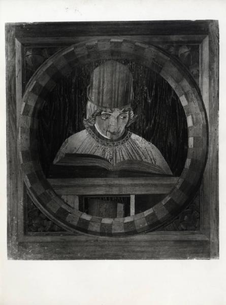 IX Triennale - Studi sulle proporzioni - Pannello intarsiato di Cristoforo da Lendinara con uomo in atto di leggere