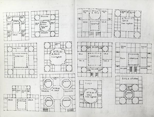 IX Triennale - Studi sulle proporzioni - Riproduzione di una pagina appartenente al manoscritto cartaceo "Trattato di architettura" del Filarete