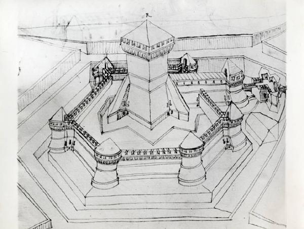 IX Triennale - Studi sulle proporzioni - Riproduzione di una pagina appartenente al manoscritto cartaceo "Trattato di architettura" di Francesco di Giorgio Martini