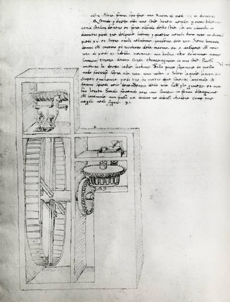 IX Triennale - Studi sulle proporzioni - Riproduzione di una pagina appartenente al manoscritto cartaceo "Trattato di architettura" di Francesco di Giorgio Martini