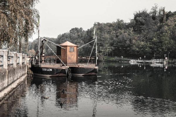 Imbersago - Fiume Adda - Traghetto di collegamento tra le rive - Pontile - Vegetazione