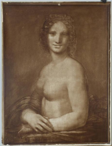 Scuola di Leonardo da Vinci - Figura femminile a mezzo busto - Disegno - Carboncino su cartone - Chantilly - Musée Condé