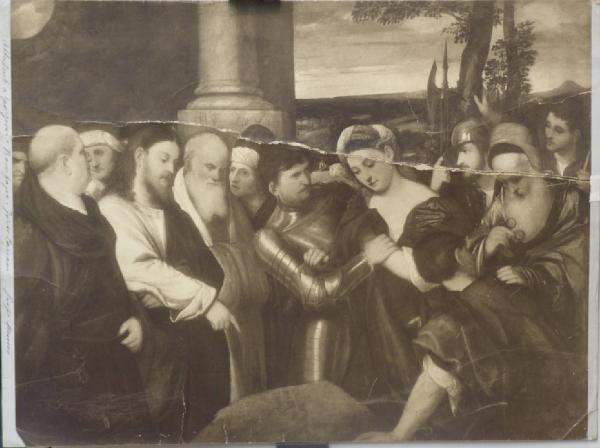Bonifacio Veronese (attr.) - Cristo e l'adultera - Dipinto - Olio su tela - Monaco di Baviera - Collezione von Nemes