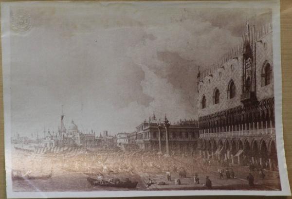 Canaletto - Il molo, col fianco destro del Palazzo Ducale - Dipinto - Olio su tela - Vienna - Collezione Liechtenstein