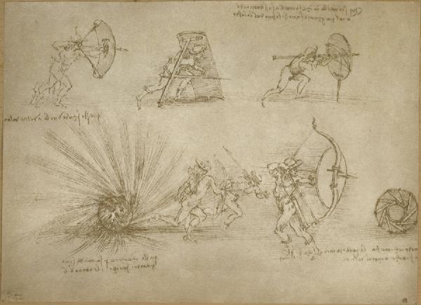 Leonardo da Vinci - Studi di balistica - Disegno - Parigi