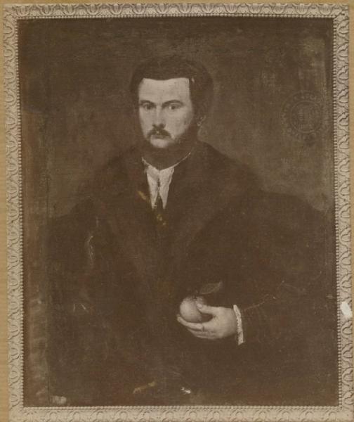 Bordone, Paris - Ritratto maschile con una mela - Dipinto su tela