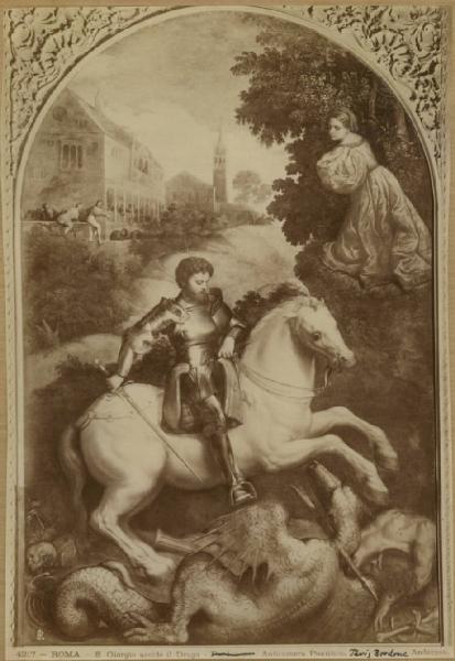 Bordon, Paris - San Giorgio uccide il Drago - Dipinto - Olio su tavola - Città del Vaticano - Musei Vaticani - Anticamera Pontificia