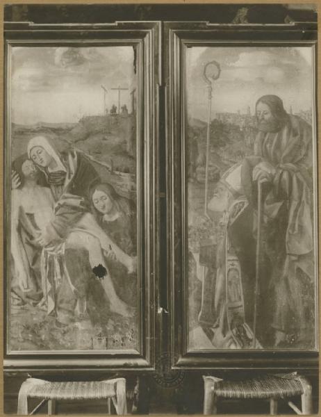 Costantino da Monopoli - Pietà con Maria Maddalena, S. Riccardo e S. Giacomo Minore? - Dipinto - Tempera su tela
