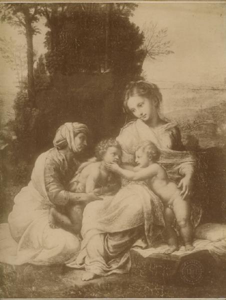Bottega di Raffaello? - Madonna con Bambino, Santa Elisabetta e San Giovannino (Piccola Sacra Famiglia) - Dipinto