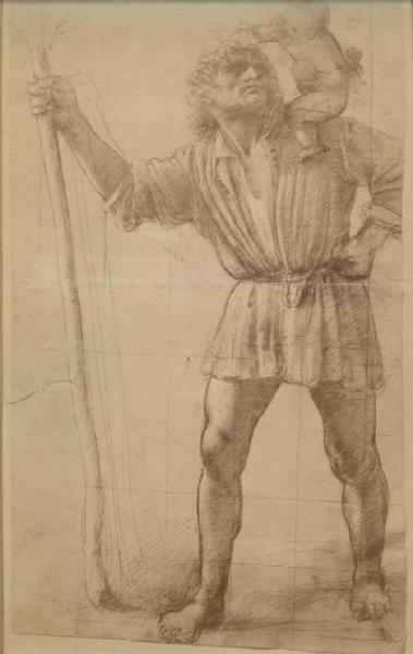 Bramante, Donato - San Cristoforo - Disegno - Cartone prepartatorio - Copenaghen - Statens Museum for Kunst