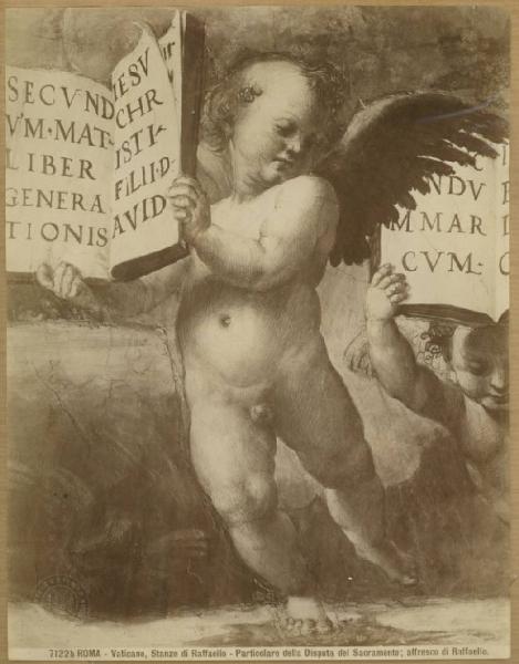 Sanzio, Raffaello - Putto - Disputa del Sacramento (part.) - Storie parietali - Affresco - Città del Vaticano - Stanze Vaticane