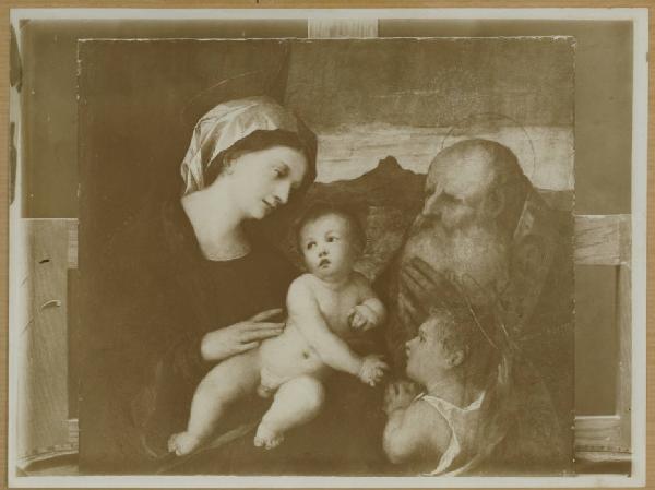 Madonna con Bambino, San Giovannino e San Girolamo - Dipinto - Olio su tavola