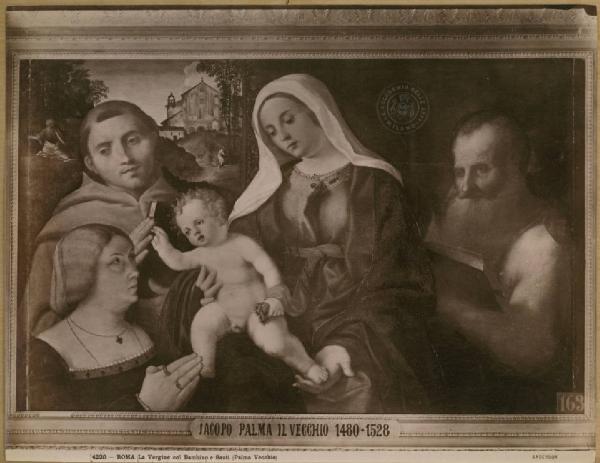 Palma il Vecchio - Madonna con Bambino, San Francesco, San Girolamo e donatrice - Dipinto - Olio su tavola - Roma - Galleria Borghese