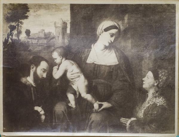 Bonvicino, Alessandro (detto Moretto) - Madonna con Bambino e due donatori - Dipinto su tela