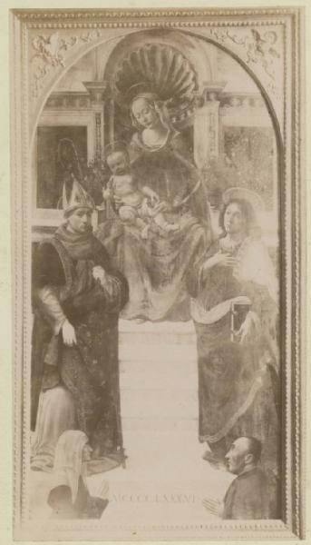 Ghirlandaio, Domenico? - Madonna con Bambino in trono tra santi e due donatori - Dipinto