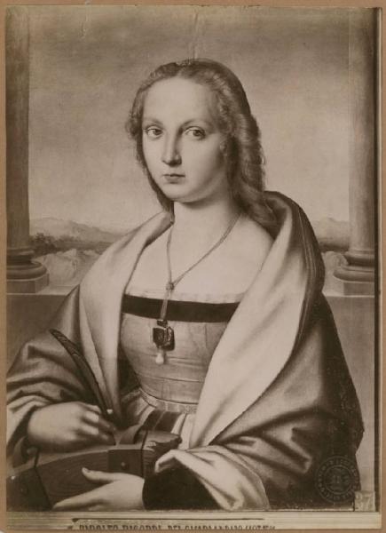 Sanzio, Raffaello - Ritratto di giovane donna con unicorno (Santa Caterina d'Alessandria) - Dipinto - Olio su tela applicata su tavola - Roma - Galleria Borghese