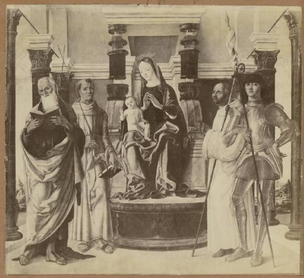 Costa, Lorenzo - Madonna con Bambino in trono e quattro santi (Pala di Santa Maria delle Rondini) - Dipinto - Berlino - Staatliche Museen