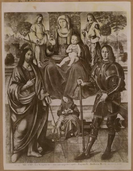 Zaganelli, Bernardino e Francesco - Madonna con Bambino in trono e i santi Giovanni Battista e Floriano - Dipinto - Olio su tavola - Milano - Pinacoteca di Brera