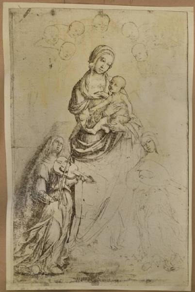 Madonna con Bambino tra due angeli musici - Disegno