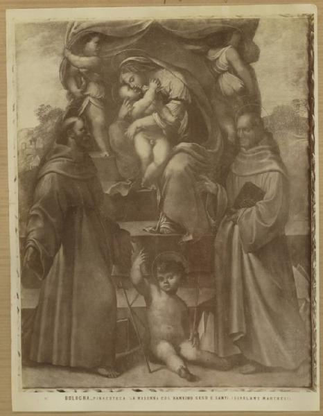 Marchesi, Girolamo detto Girolamo da Cotignola - Madonna con Bambino, san Giovannino, san Francesco d'Assisi e san Bernardino da Siena - Dipinto - Olio su tavola - Bologna - Pinacoteca Nazionale