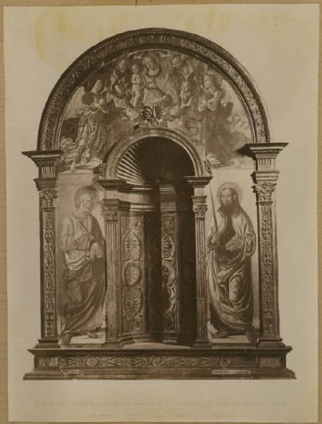Fiorenzo di Lorenzo - Madonna in gloria, ai lati in basso i santi Pietro e Polo - Tabernacolo - Dipinto - Perugia - Pinacoteca Vannucci
