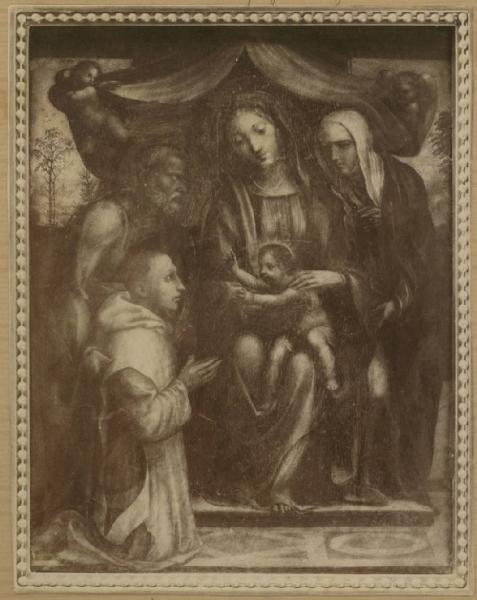 Bazzi, Giovanni Antonio detto Sodoma - Madonna con Bambino con i santi Pietro, Caterina da Siena e donatore - Dipinto - Olio su tavola