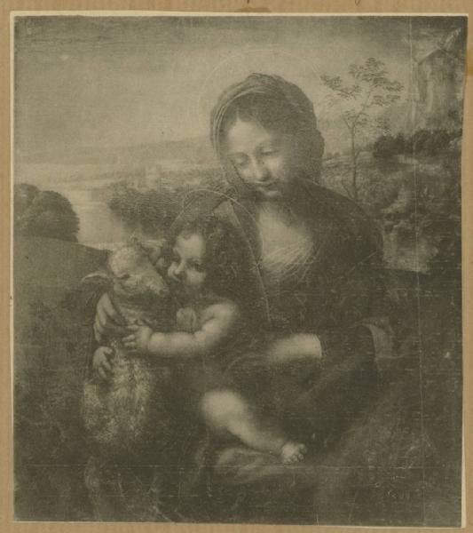 Pittore Leonardesco - Madonna con Bambino e l'agnello - Dipinto - Olio su tavola - Milano - Pinacoteca di Brera