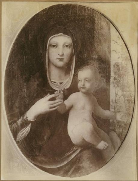Anonimo cremonese sec. XVI - Madonna con Bambino - Dipinto su tavola