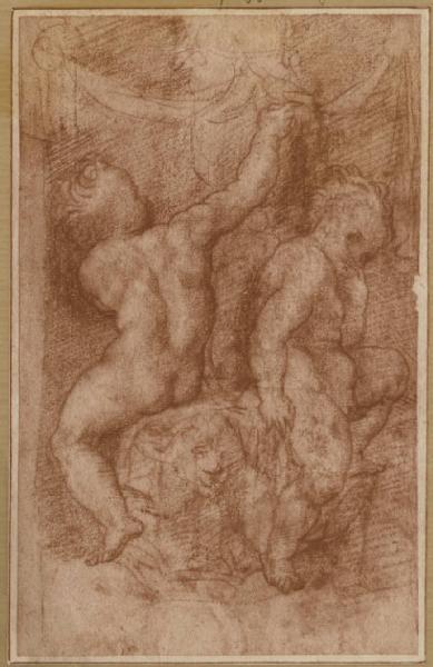 Studio di due putti seduti - Disegno