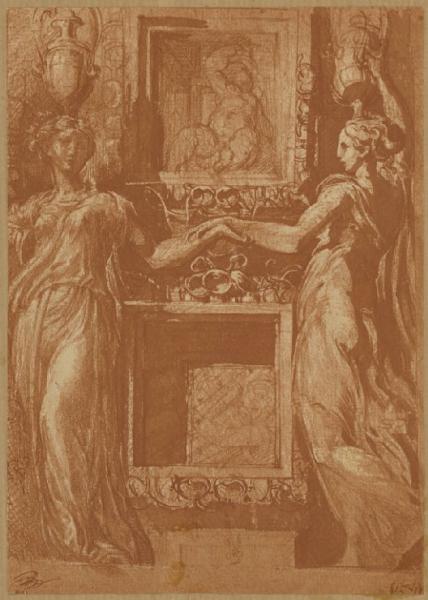 Mazzola, Francesco detto Parmigianino - Due canefore - Studi per la decorazione della volta di Santa Mria della Steccata - Disegno - Parigi - Louvre - Département des Arts graphiques