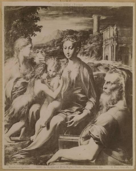 Mazzola, Francesco detto Parmigianino - Madonna con Bambino, san Giovannino, santa Maria Maddalena e san Zaccaria - Dipinto - Olio su tavola - Firenze - Uffizi