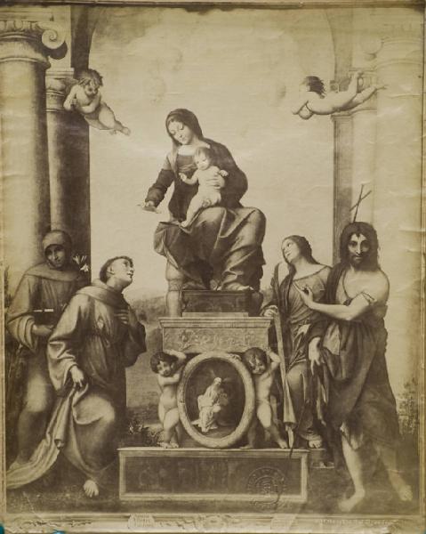 Allegri, Antonio detto Correggio - Madonna con Bambino in trono e angeli, sant'Antonio da Padova, san Francesco, santa Caterina d'Alessandria e san Giov. Battista (Madonna del san Francesco) - Dipinto - Olio su tavola - Dresda - Gemäldegalerie