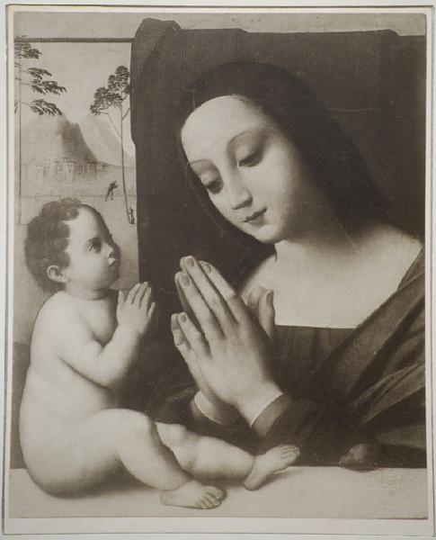 Benvenuti, Giovanni Battista detto Ortolano - Madonna in adorazione del Bambino - Dipinto su tavola - Gazzada Schianno - Collezione Cagnola