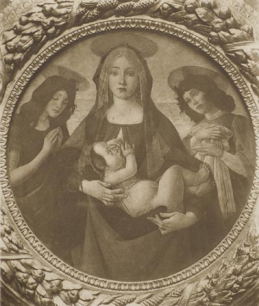 Botticelli, Sandro (bottega) - Madonna che allatta il Bambino con san Giovannino e un angelo - Dipinto - Tempera su tavola - Londra - National Gallery