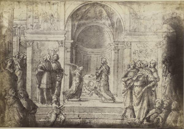 Ghirlandaio, Domenico - Apparizione dell'Angelo a Zaccaria nel Tempio - Disegno - Vienna - Albertina