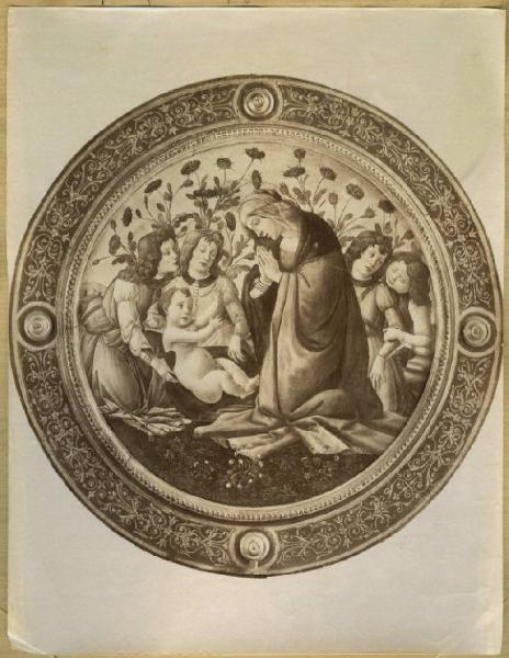 Botticelli, Sandro (Bottega) - Madonna in adorazione del Bambino e quattro angeli - Dipinto - Tempera su tavola - Firenze - Palazzo Pitti - Galleria Palatina