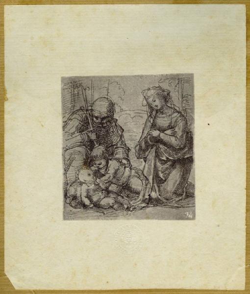 Bartolomeo della Porta detto Fra' Bartolomeo - Sacra Famiglia con san Giovannino - Disegno - Parigi - Louvre - Département des Arts graphiques