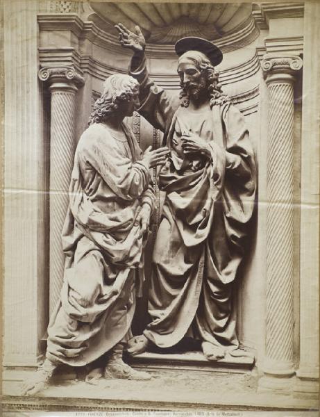 Verrocchio, Andrea - Incredulità di san Tommaso - Scultura in bronzo - Firenze - Chiesa di Orsanmichele - Nicchia esterna