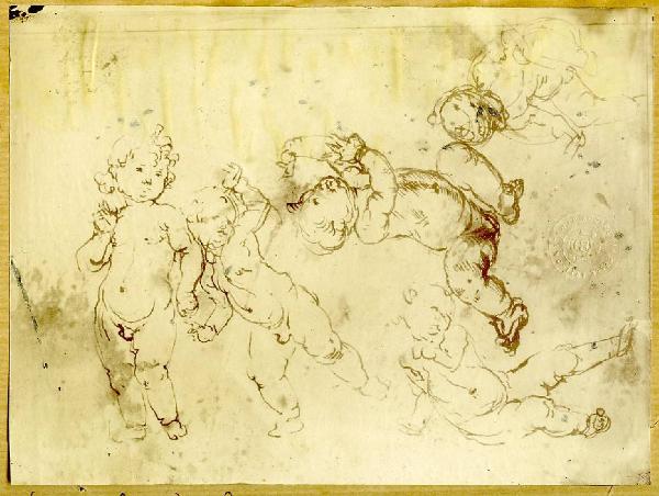 Verrocchio, Andrea - Cinque nudi di bambino - Schizzi - Disegno - Parigi - Louvre - Département des Arts graphiques