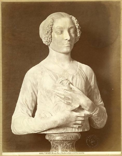 Verrocchio, Andrea - Ritratto di donna con mazzo di fiori - Busto - Scultura in marmo - Firenze - Museo Nazionale del Bargello