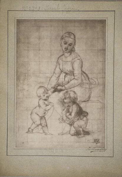 Sanzio, Raffaello - Madonna con Bambino e san Giovannino - Studio per "La belle jardinière" - Disegno - Parigi - Louvre - Département des Arts graphiques