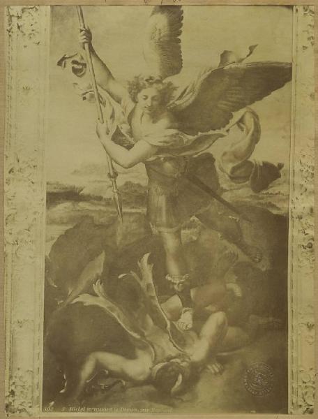 Sanzio, Raffaello - San Michele Arcangelo combatte contro Satana - Dipinto su tavola - Parigi - Museo del Louvre