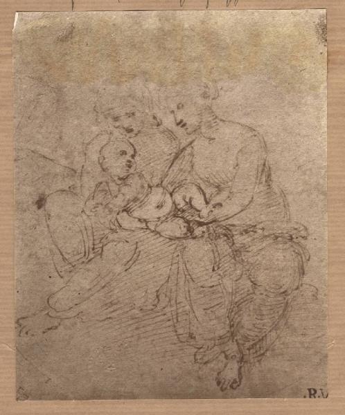 Sanzio, Raffaello - Studio per Madonna con Bambino e sant'Anna - Disegno - Vienna - Albertina