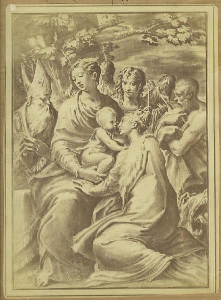 Copia da Parmigianino - Madonna con Bambino e i santi Margherita, Benedetto, Girolamo e un angelo - Disegno