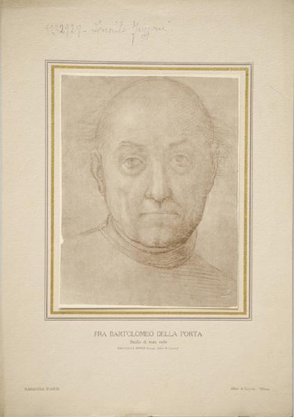Bartolomeo della Porta detto Fra' Bartolomeo - Studio di testa virile - Disegno - Londra - Collezione Mond