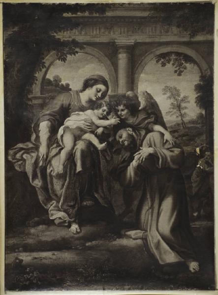 Copia da Annibale Carracci - Visione di san Francesco d'Assisi alla Porziuncola - Dipinto su tela applicata su tavola - Kassel