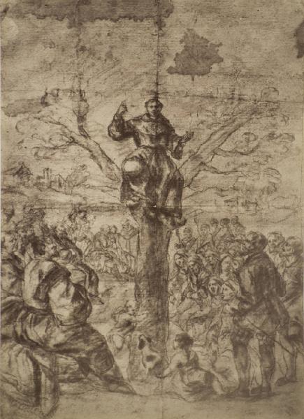 Bonifacio Veronese - Sant'Antonio da Padova che predica da un albero - Disegno - Milano - Raccolta Morelli